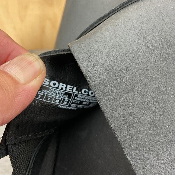 Sorel Women's Cameron Platform Slide Sandals Slip On 100% Black Leather Size 9 - Picture 6 of 6